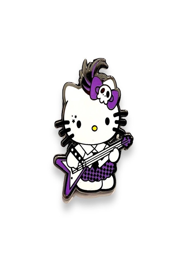 KOZUKI Rock & RolL PIN Guitar Pin Rock n Roll Pin Music Pin Kitty Pin Enamel Pin for Music Lover Rock Band Pin Guitar Brooch (Purple) - Image 1
